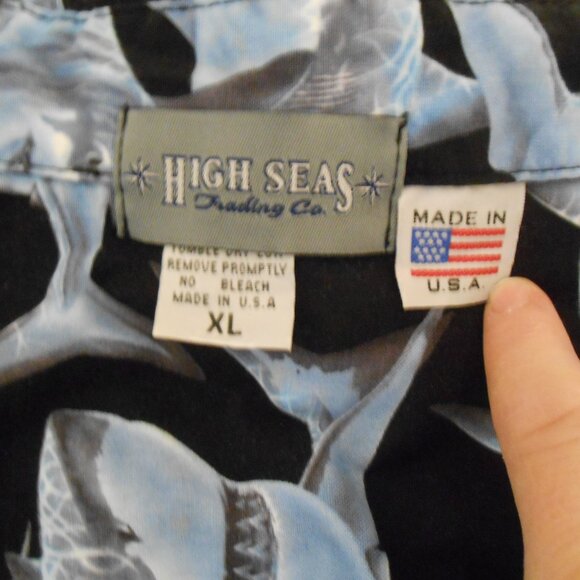 High Seas Trading Co. Shark Short-Sleeve Button Down Shirt - Picture 2 of 6